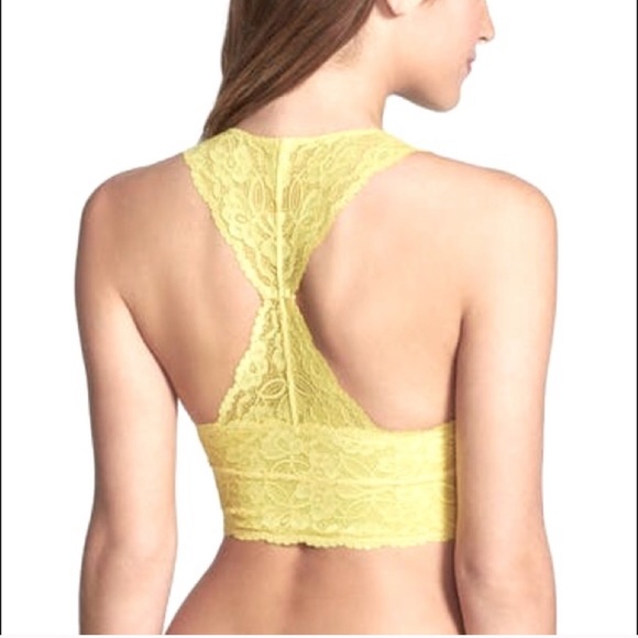 Free People Galloon Lace Racerback Bralette Lemon - Picture 2 of 6